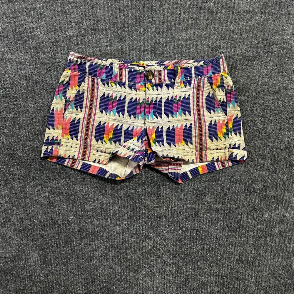 American Eagle Shorts Womens Size 0 Multicolor Tribal Print Stretch Midi Casual